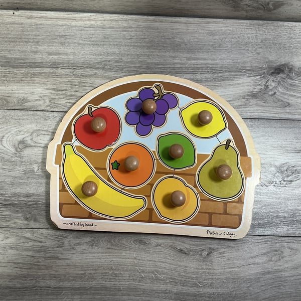 Wooden Melissa and Doug - Fruit Basket Puzzle