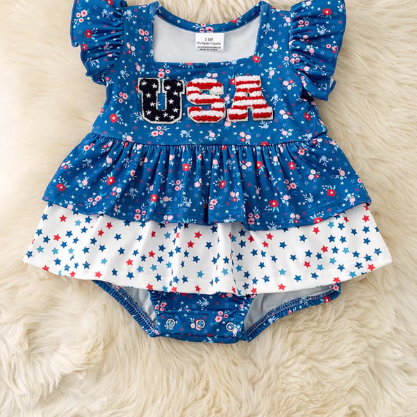 Pre-Order | Born in the USA Ruffle Onesie