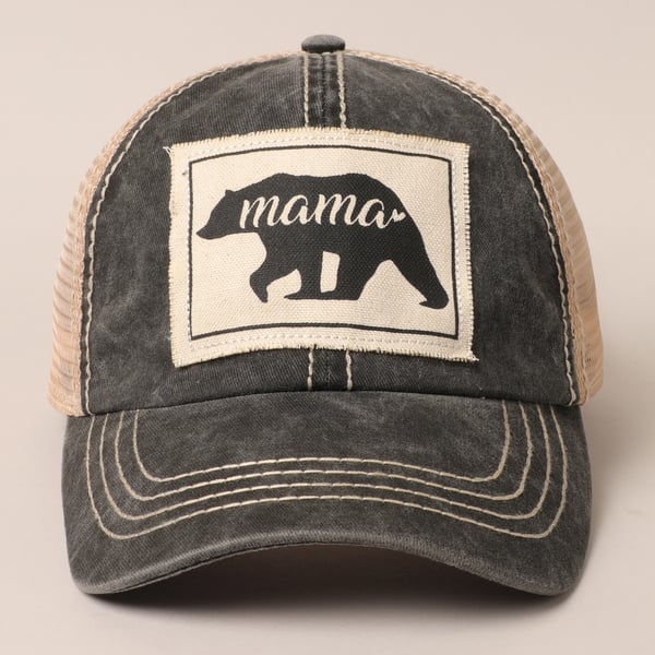 Mama Bear Canvas Patch Mesh Back Baseball Cap