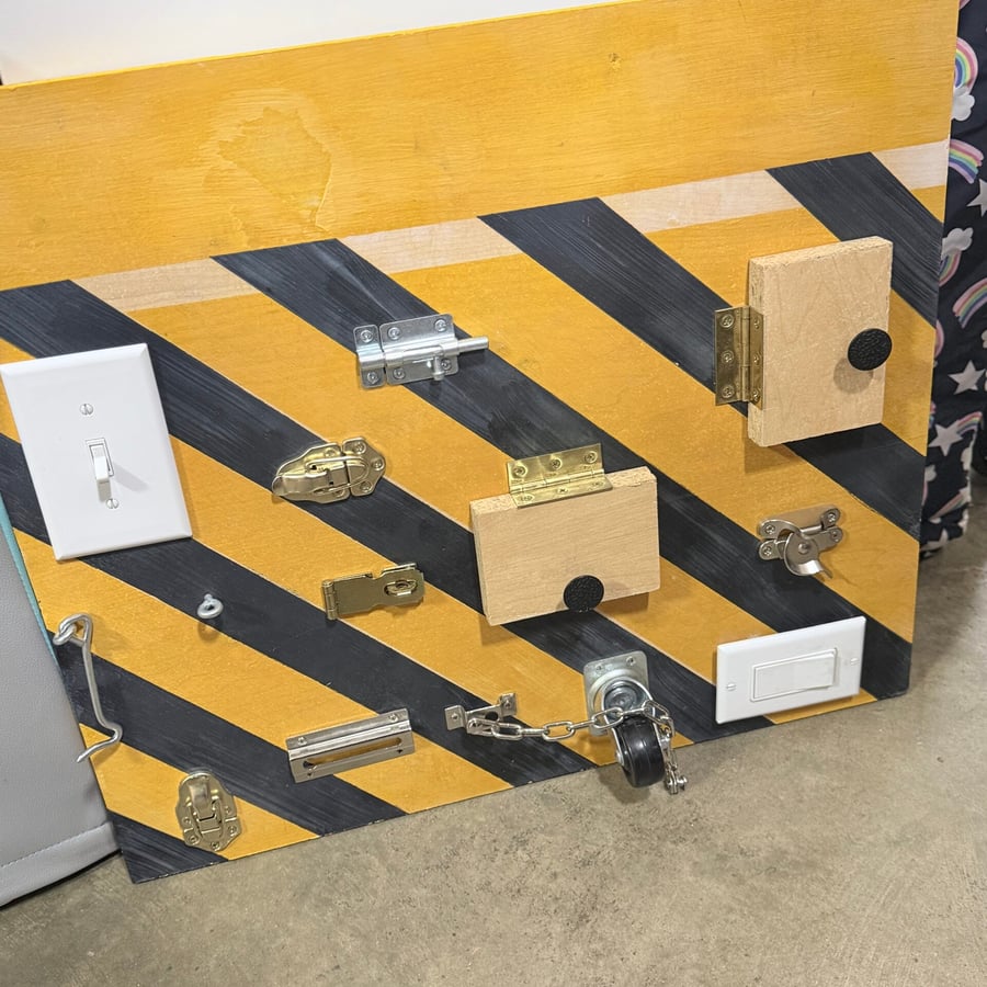 Oversized Handmade Wooden / Metal Sensory Board