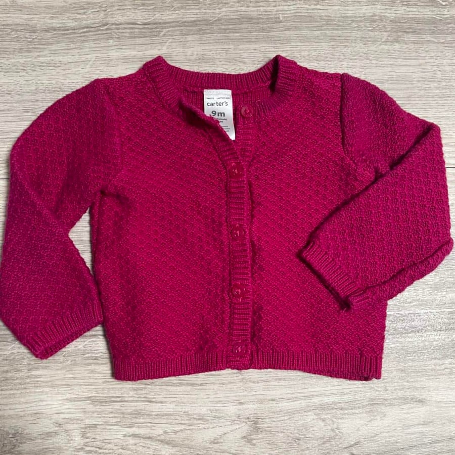 GIRLS - 9 Months - Waffle Knit Cardigan