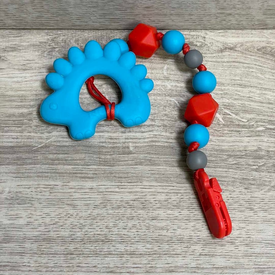 Dino Silicone Teether Clip