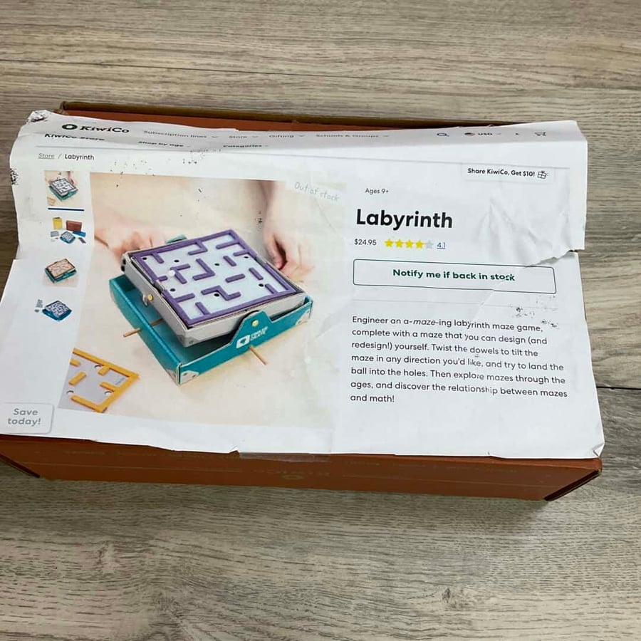 Labyrinth Wooden Maze Game - DAMAGED BOX