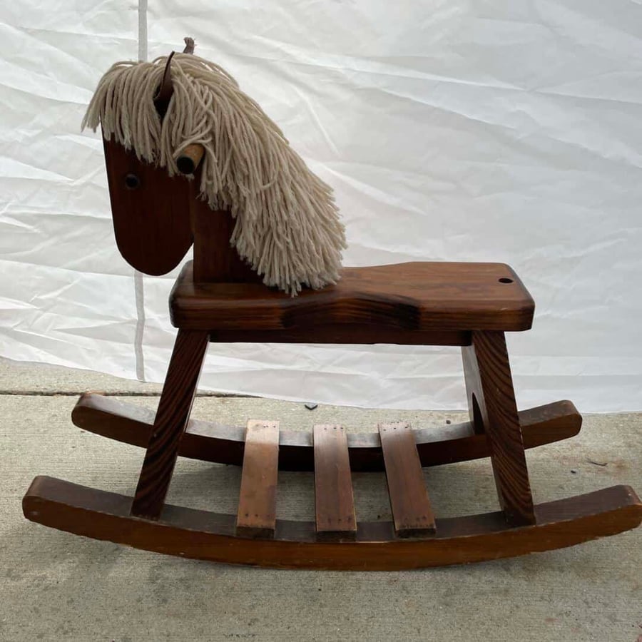 Solid Oak Vintage Rocking Horse (Loved - But Functional)