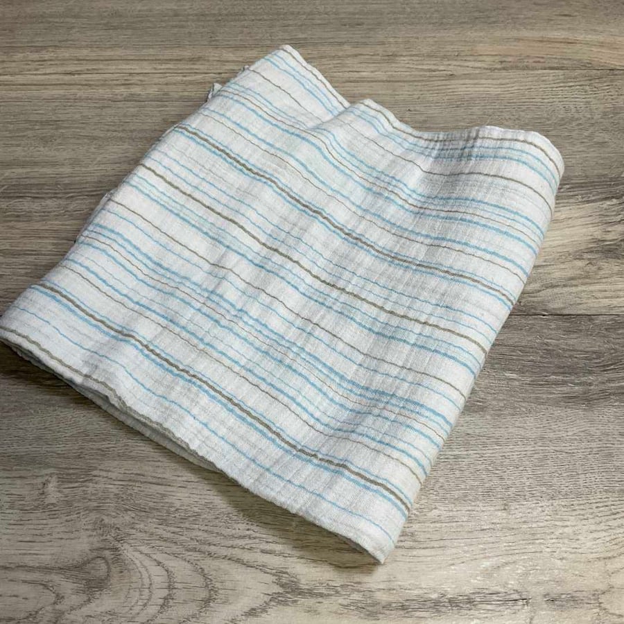 Blue & Grey Stripe Muslin Swaddle