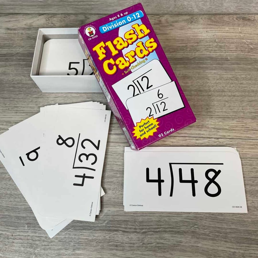 Long Division Flash Cards