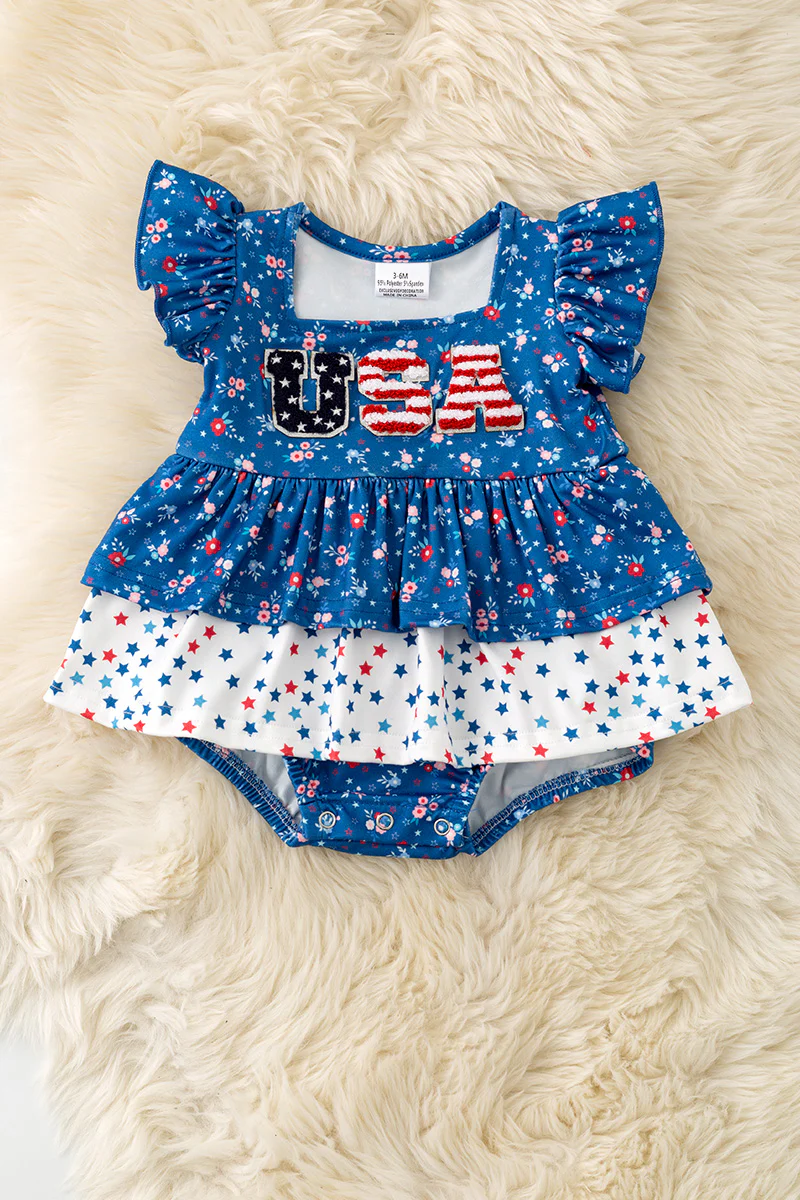 Pre-Order | Born in the USA Ruffle Onesie