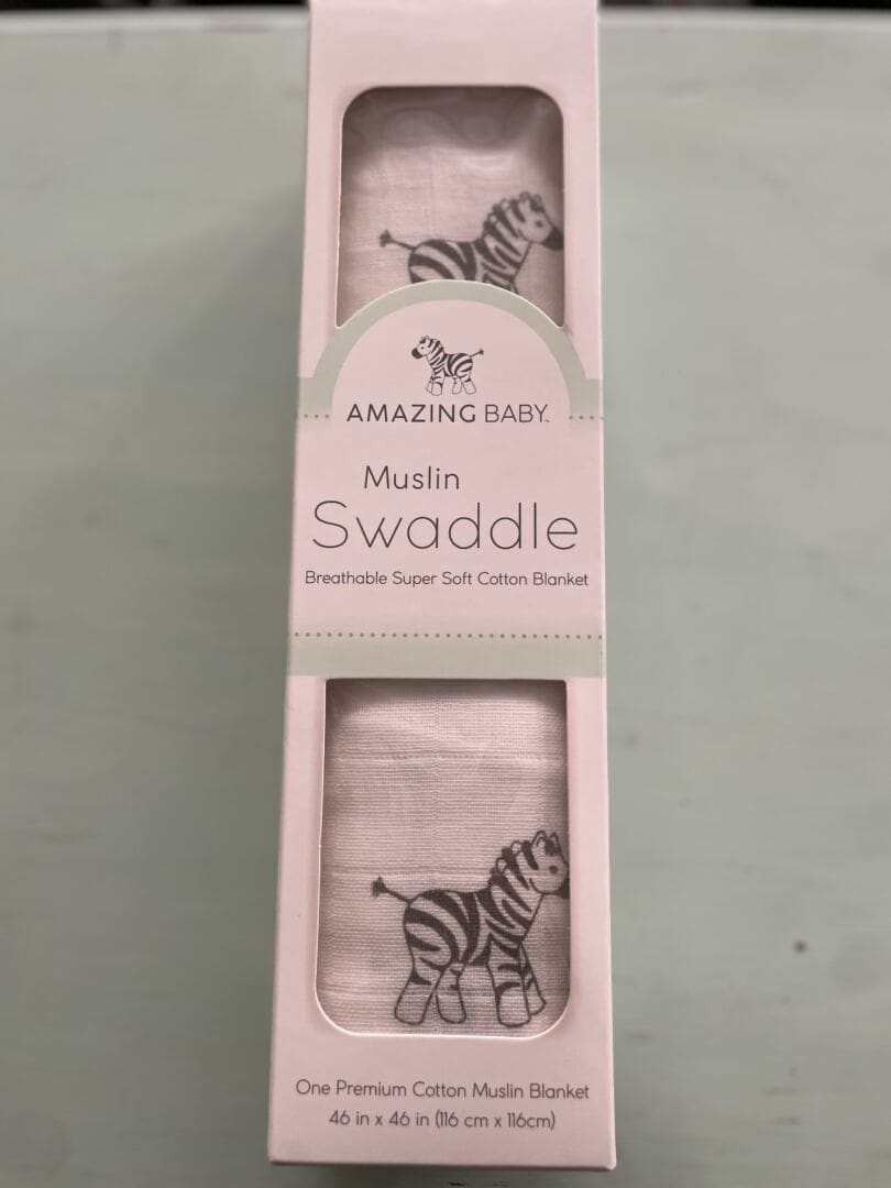 Amazing Baby Muslin Swaddle Blanket - Zebra - NEW