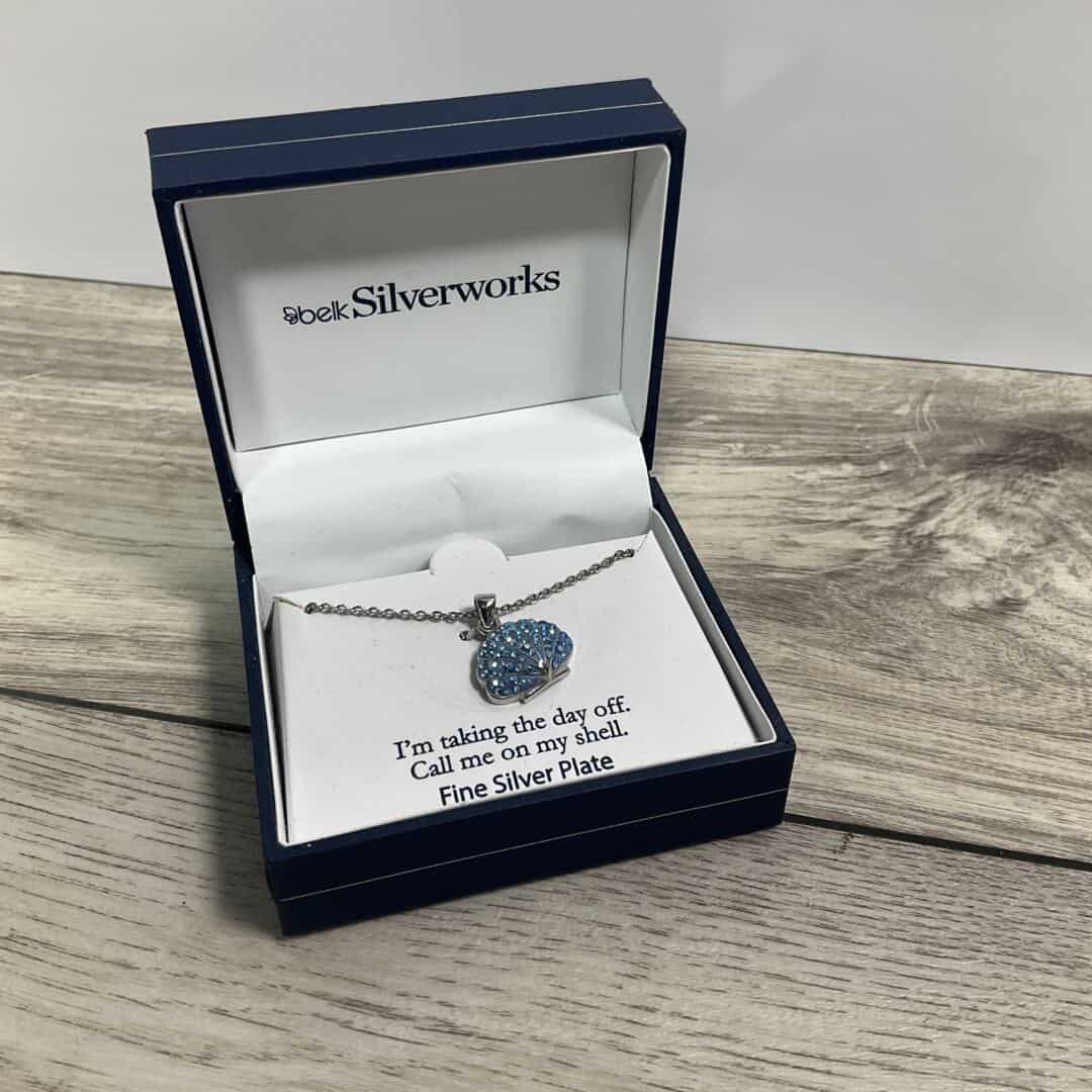 Silverworks Silver Plate Aurora Borealis Shell Pendant Necklace