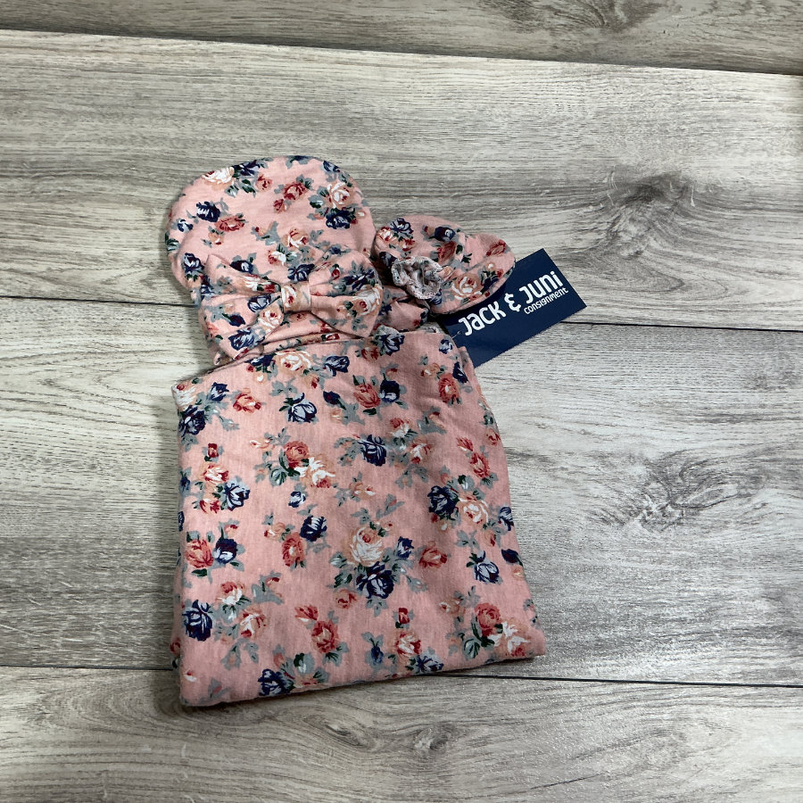 GIRLS - 0/6 Month - Swaddle, Hat, and Mittens