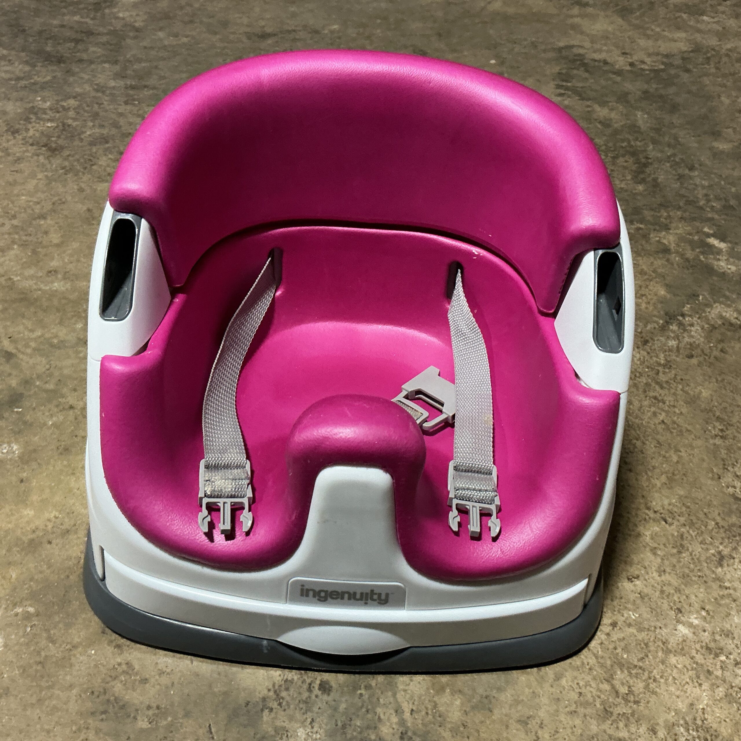 Ingenuity Baby Base 2-in-1 Booster Feeding High Chair and Floor Seat with Self-Storing Tray - Pink Flambe