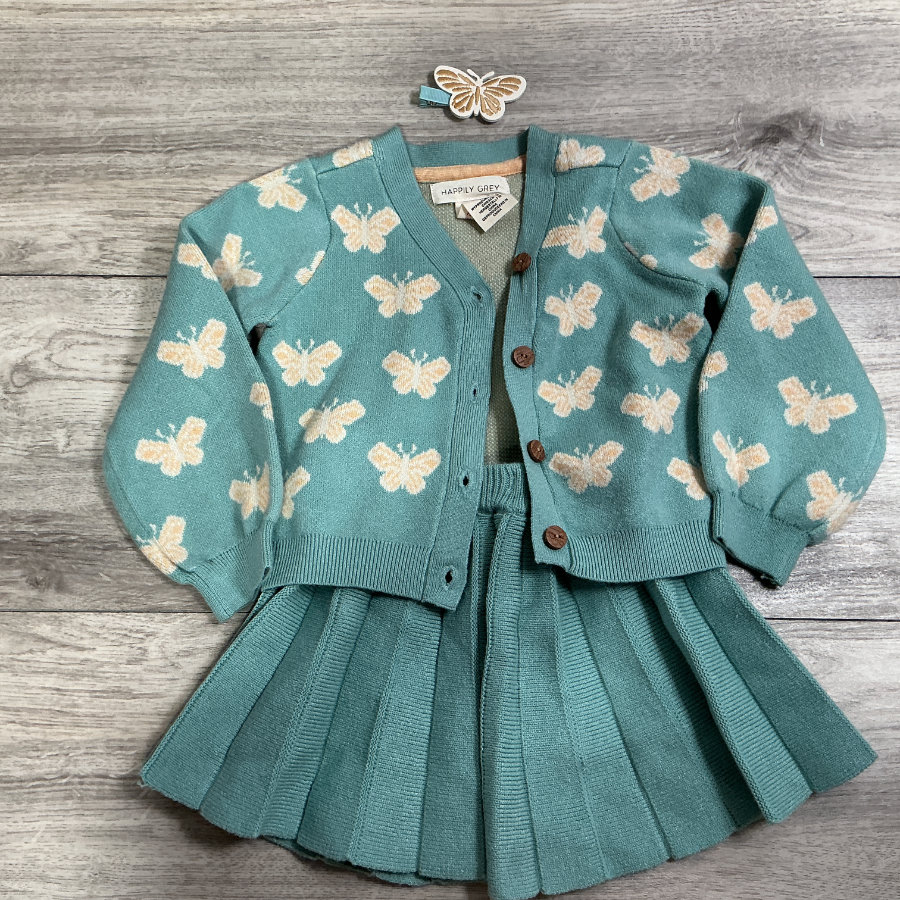 GIRLS - 24 Month - Skirt and Cardigan and Hair Clip