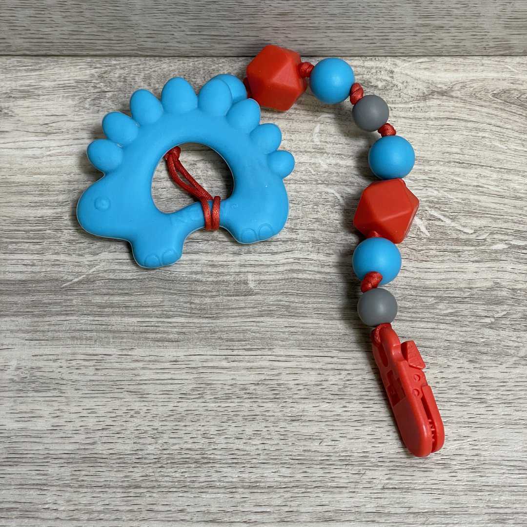Dino Silicone Teether Clip