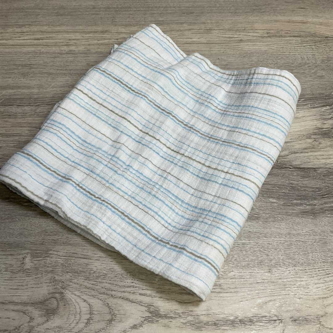 Blue & Grey Stripe Muslin Swaddle