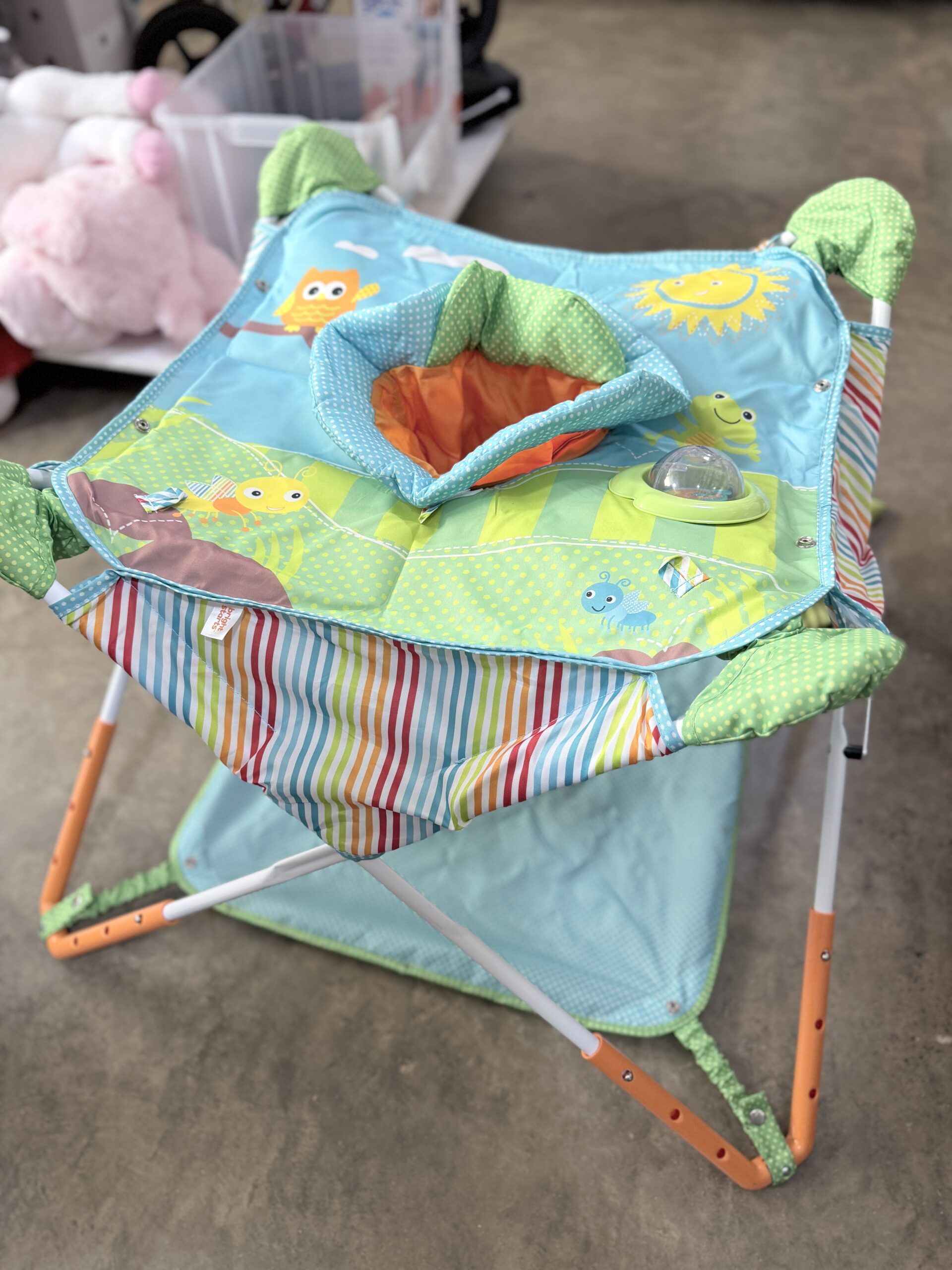 Bright Starts Pop 'N Jump Portable Activity Jumper (BASE & CANOPY NEEDS WASH, REST CLEAN)