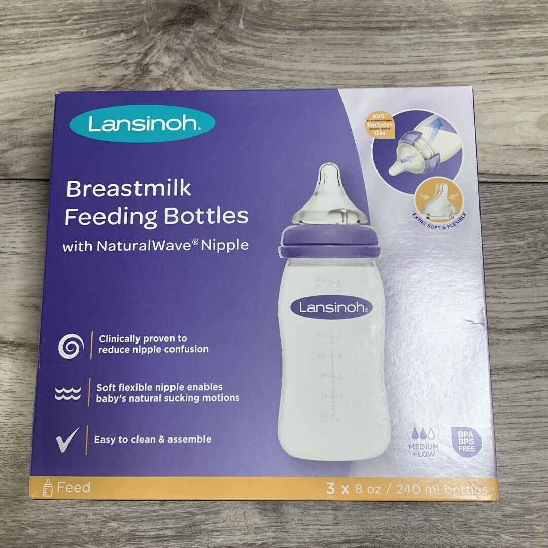 Anti-Colic Baby Bottles for Breastfeeding Babies, 8 Ounces, 3 Count - NEW