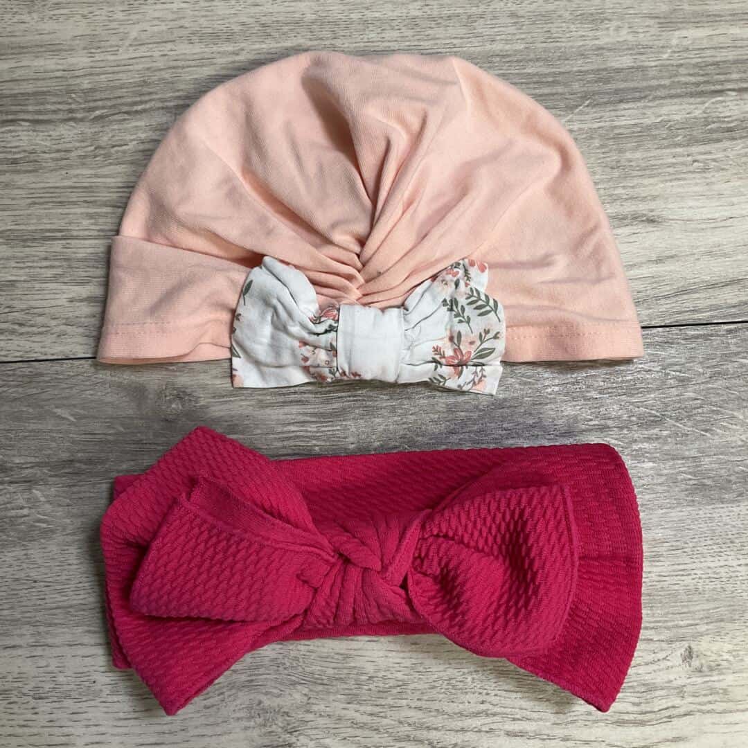 GIRLS - 0/6 Months - Hat & Bows